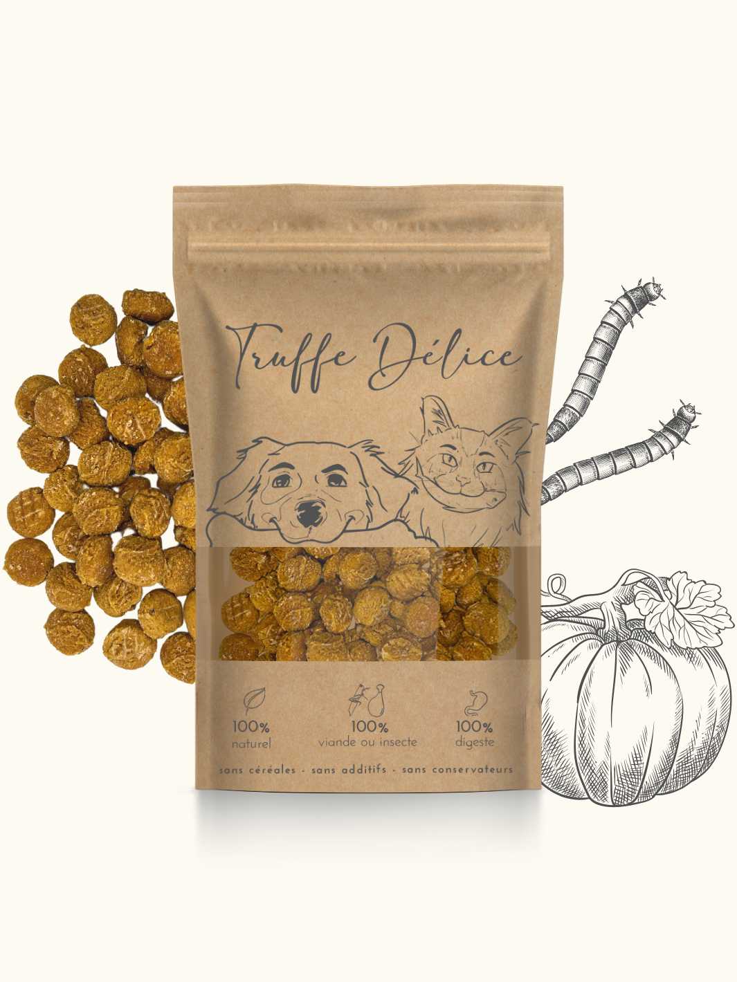 Friandises vers de farine & citrouille - #friandise_naturelle_pour_chien# - Truffe delice
