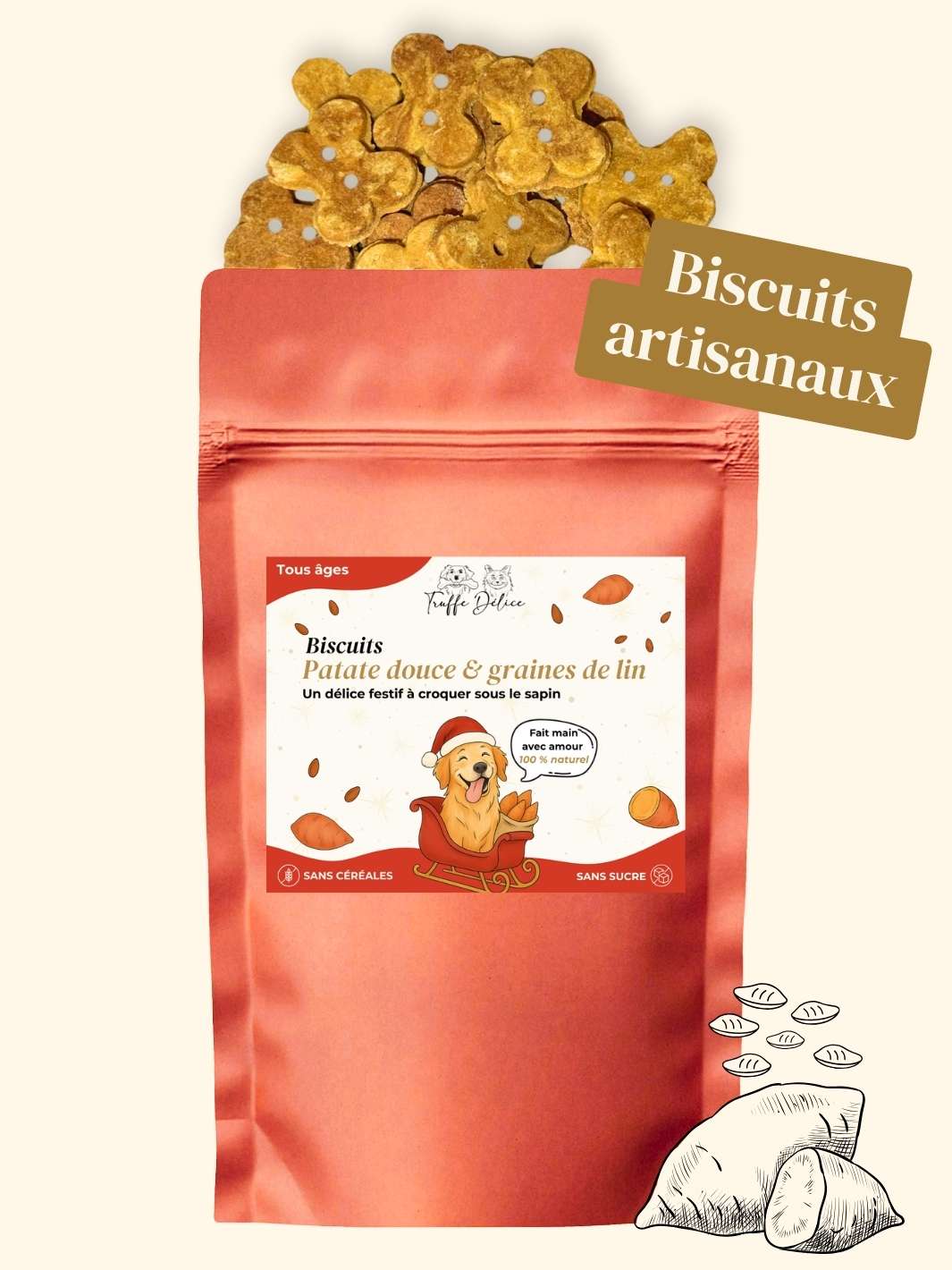 Biscuits patate douce & graines de lin