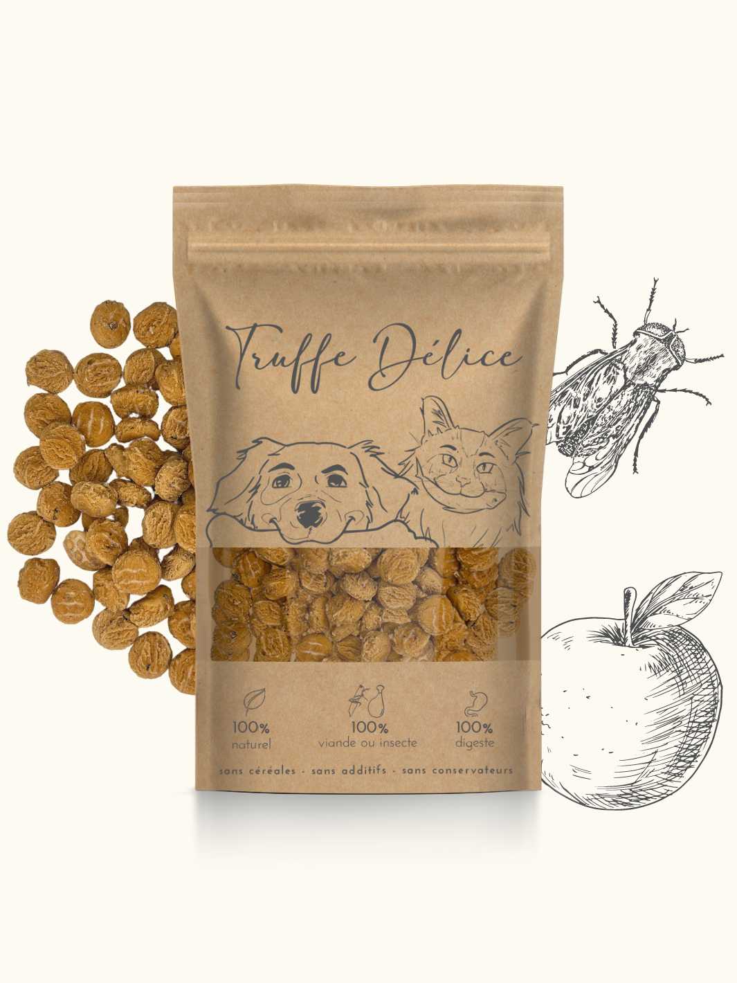 Friandises mouche soldat noire & pomme - #friandise_naturelle_pour_chien# - Truffe delice