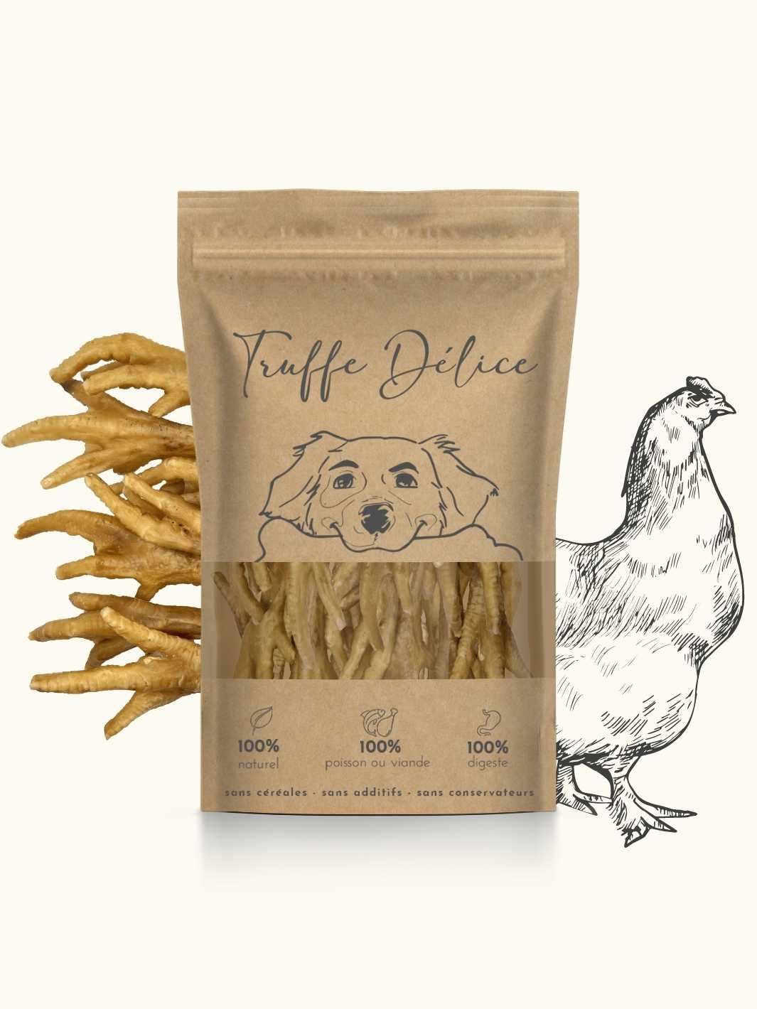 Pattes de poulet séchées - #friandise_naturelle_pour_chien# - Truffe delice