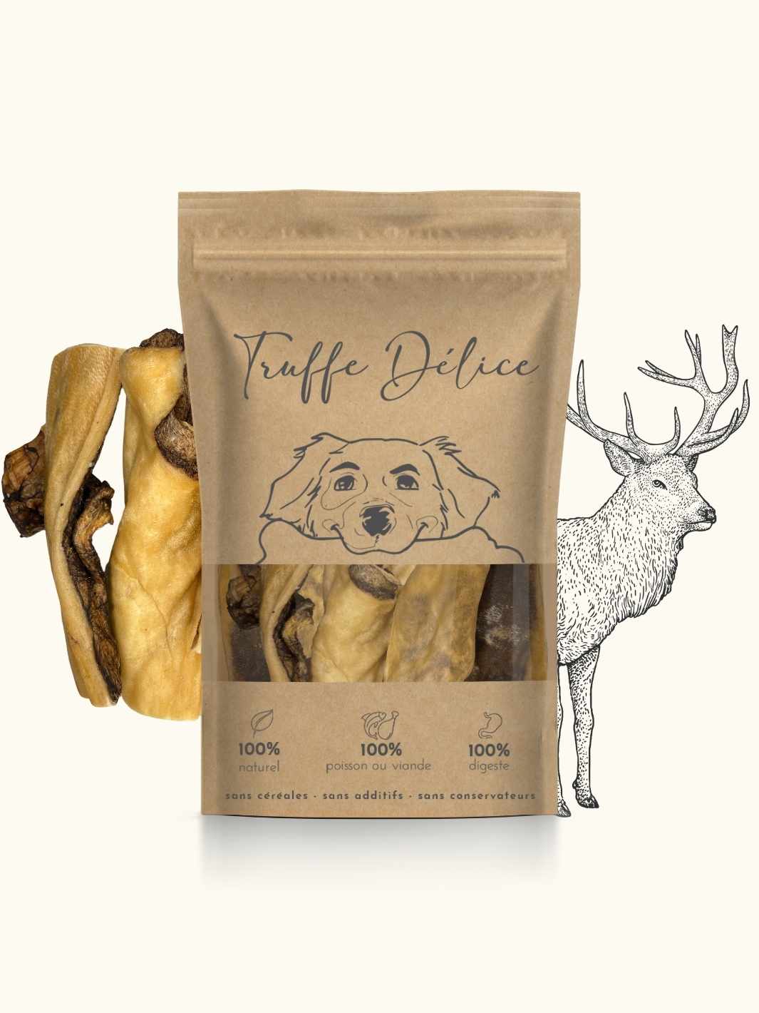 Peaux de cerf 15cm - #friandise_naturelle_pour_chien# - Truffe delice
