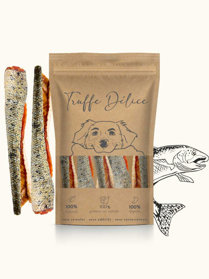 Peaux de saumon à la chair fondante - #friandise_naturelle_pour_chien# - Truffe delice